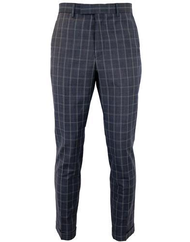 GIBSON LONDON Mod Slim Grid Check Suit Trousers