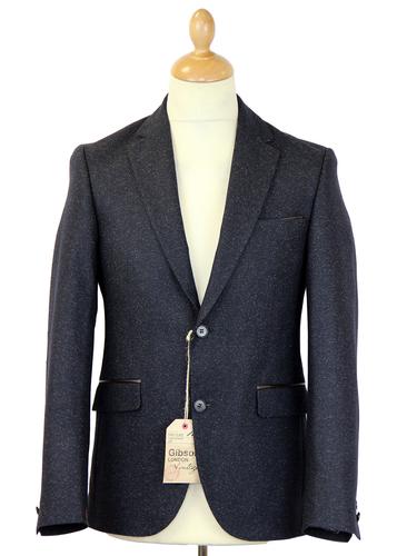 GIBSON LONDON Retro Mod Navy Donegal Suit Jacket