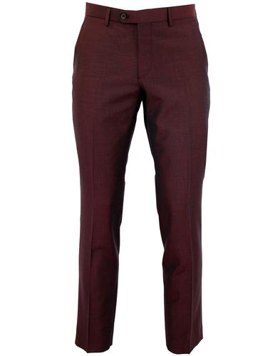 Retro 60s Mod Berry Red Mohair Blend Slim Trousers