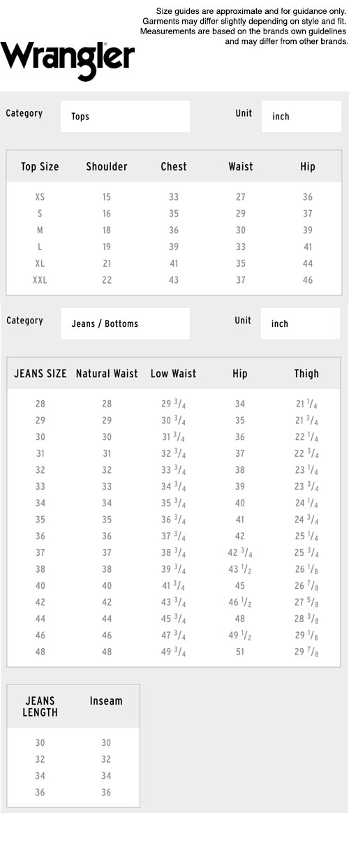 wrangler mens jeans size chart - Part.tscoreks.org