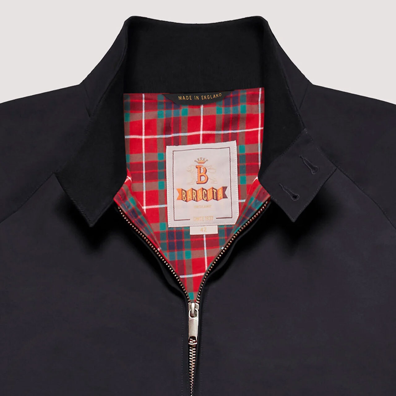 Baracuta Harrington Collar on black jacket