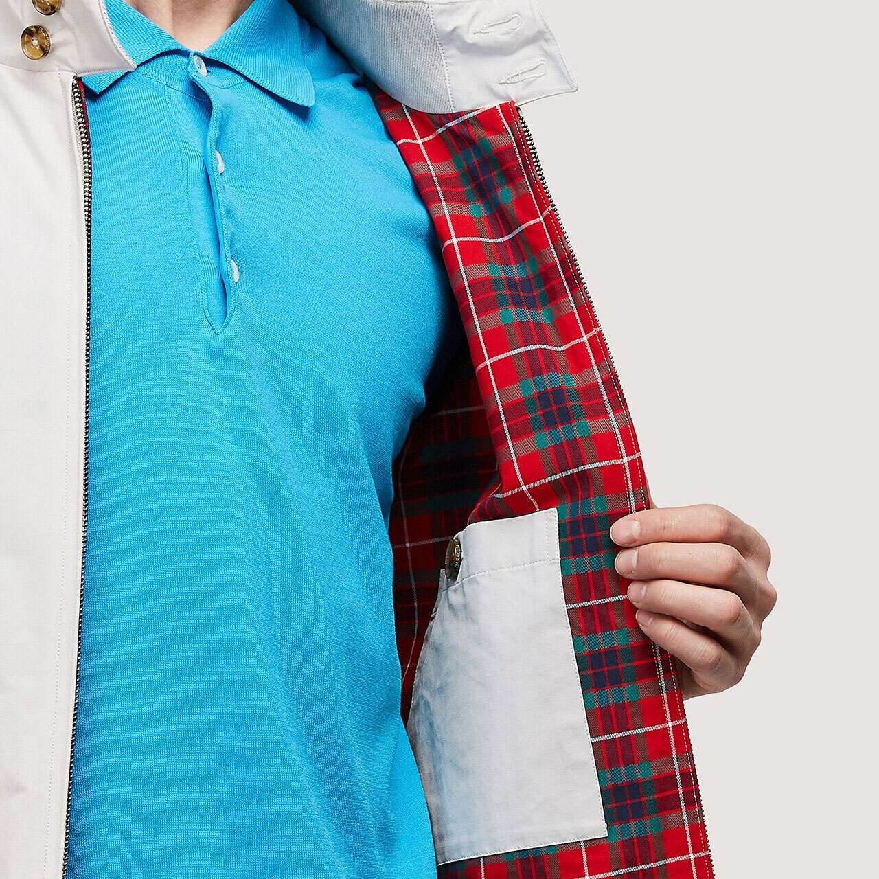 Red Fraser Tartan Lining on Baracuta G9 Jacket