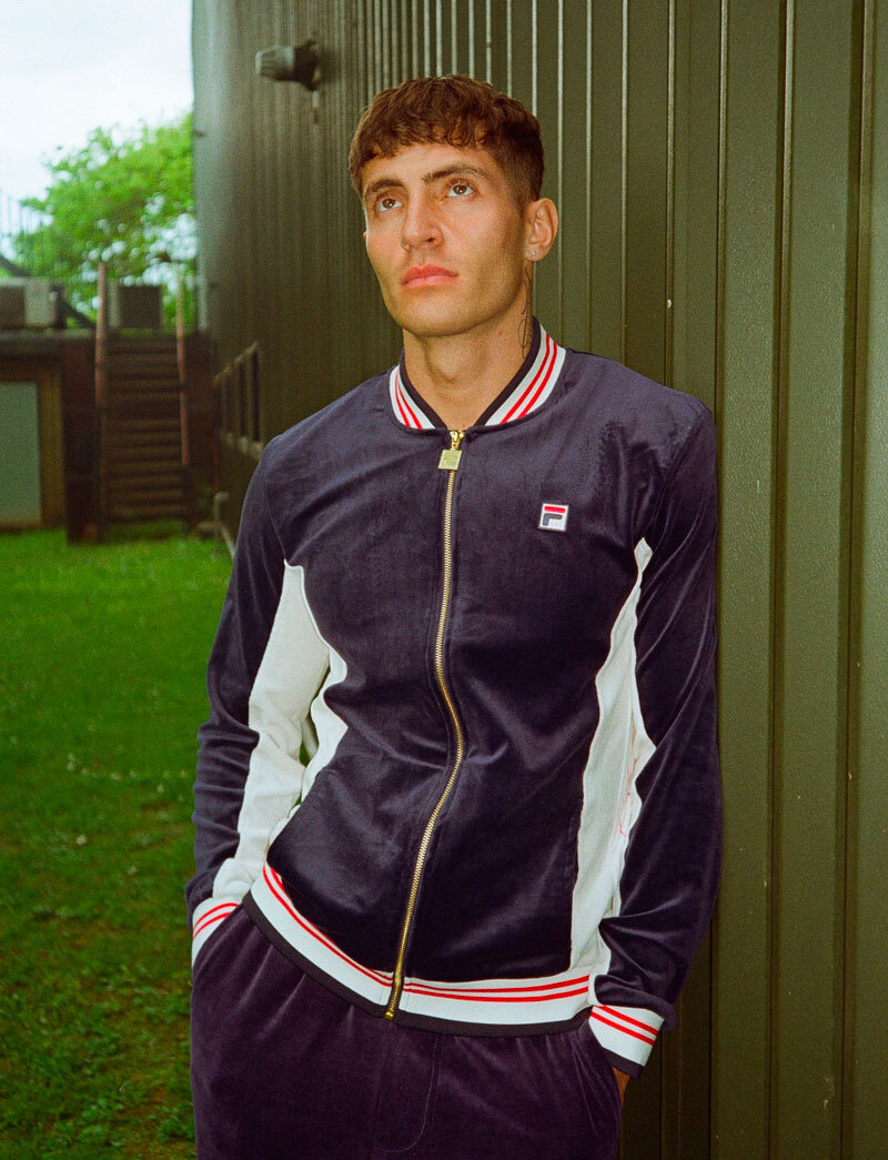 Model wearing Fila Velour Miguel Settanta Jacket 