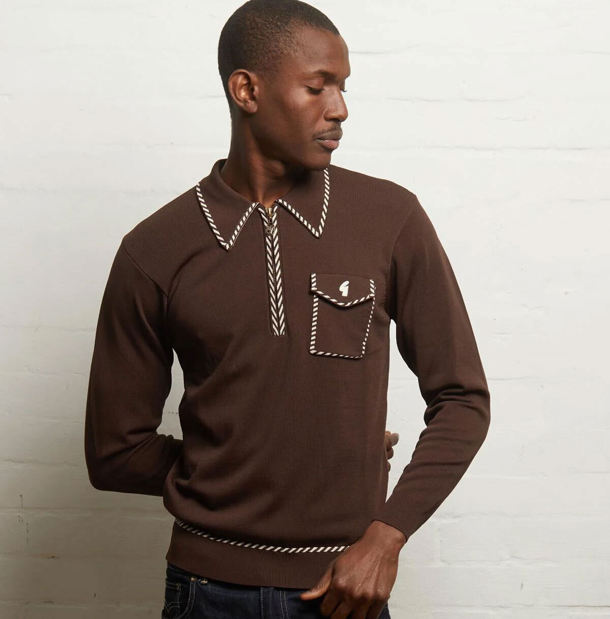 Gabicci Vintage Archive Kiki Knitted Polo Shirt in Clove