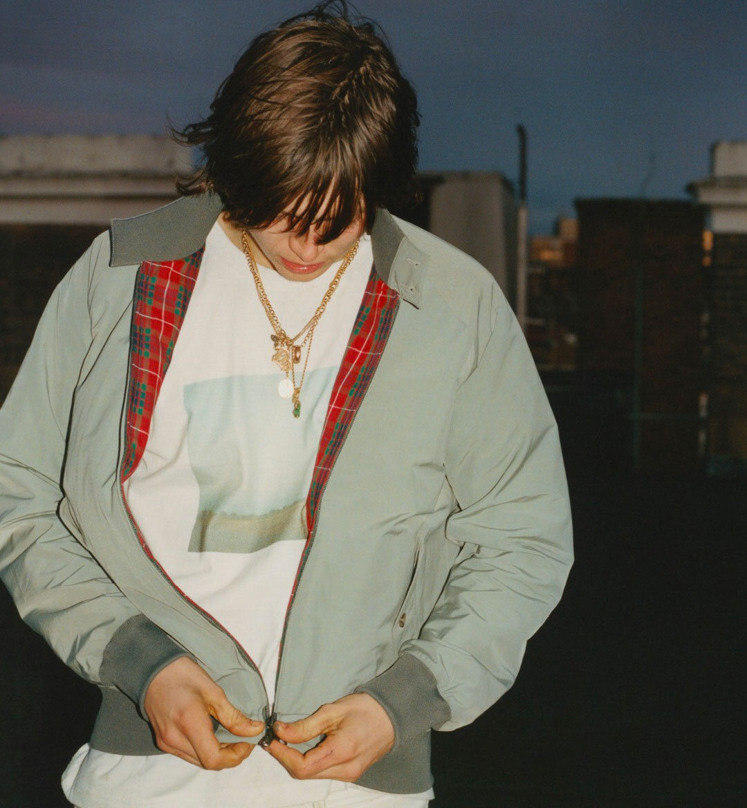 Man wearing Baracuta Harrington Jacket in Mist 
