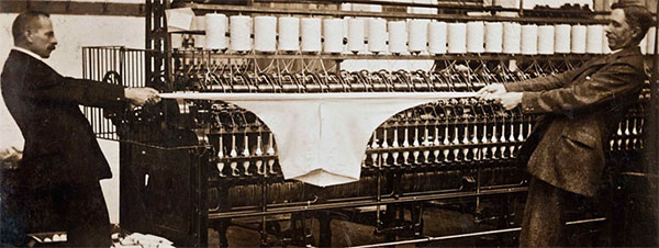 Archive photograph of the testing and pulling of John Smedley Long Johns