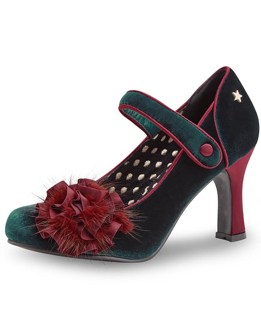 JOE BROWNS COUTURE Parade Retro Vintage Velvet Shoes in Green