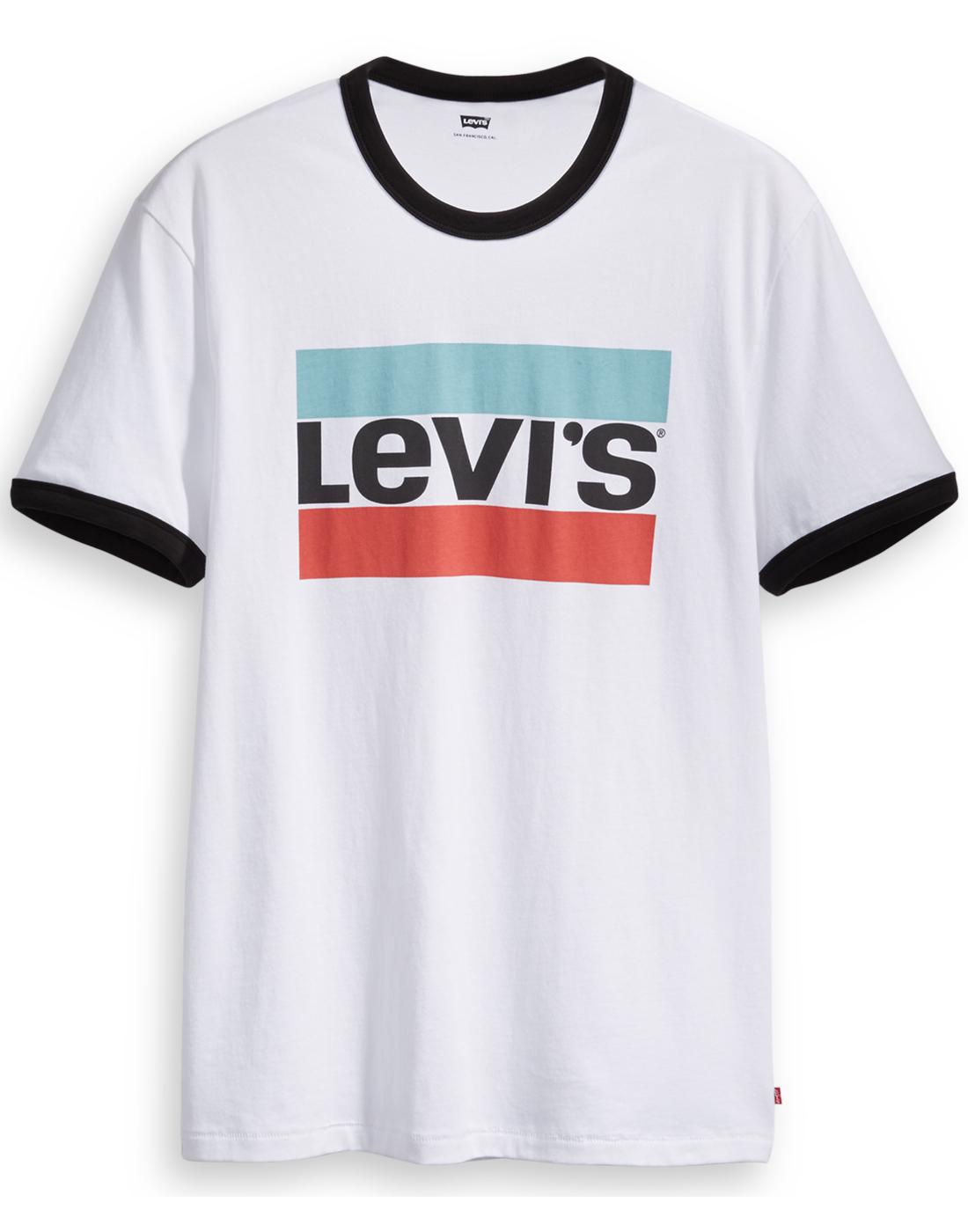 LEVI'S Men's Retro 80s Vintage Sports Ringer T-Shirt in White