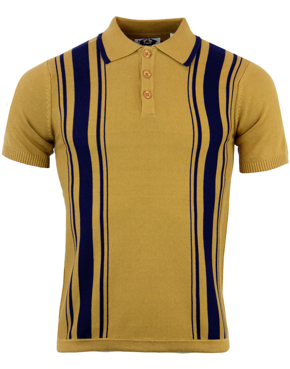 MADCAP ENGLAND Aftermath Retro 1960s Mod Knitted Stripe Polo Top