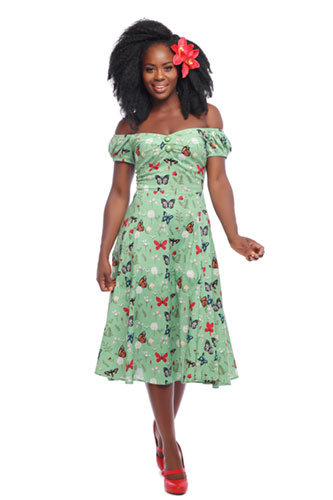 Dolores Doll Dress Retro Butterfly Print