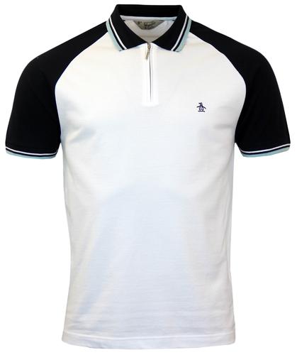 ORIGINAL PENGUIN Lynks Mod Tipped Collar Zip Polo in Crystal Blue
