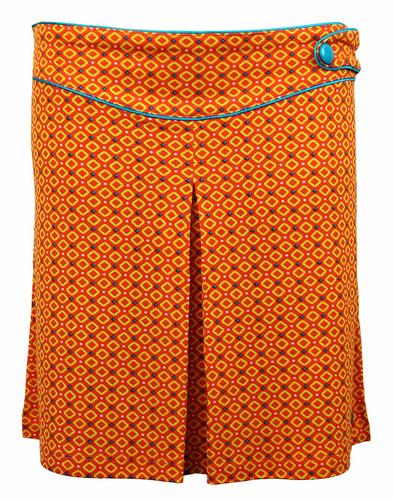 Vila Joy 'Doni' Retro 60s Mod Mini Skirt in Retro Orange print