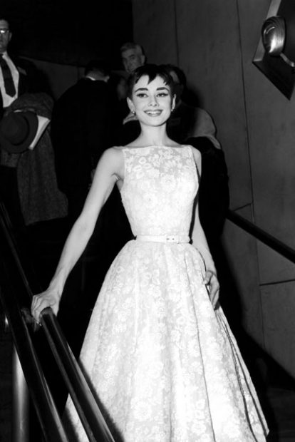 Audrey Hepburn at the Oscars in 1954 wearing a Givenchy Dress