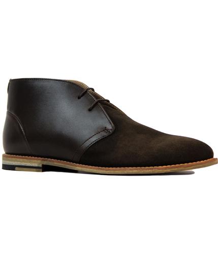 BEN SHERMAN Stom Retro 1960s Mod Suede and Leather Desert Boots