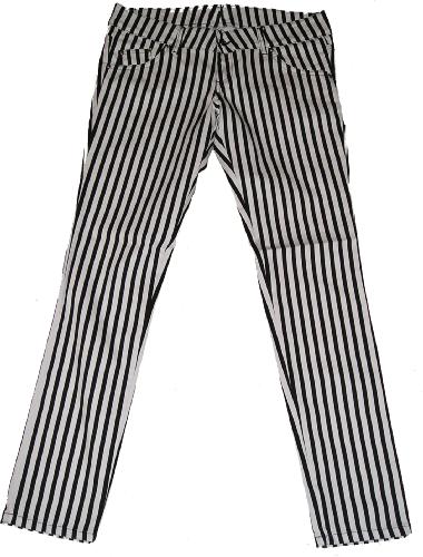 Retro 1960s Striped Drainpipe Skinny Jeans in Black/White
