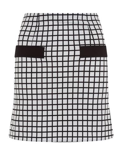 BRIGHT & BEAUTIFUL Heather Retro 60s Mod Check Mini Skirt White