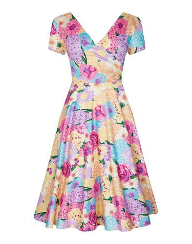 COLLECTIF Maria Retro 1950s English Garden Floral Swing Dress