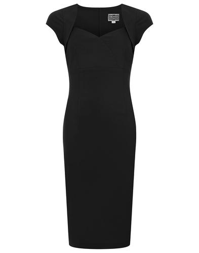 COLLECTIF Regina Bengaline Retro 50s Pencil Dress in Black
