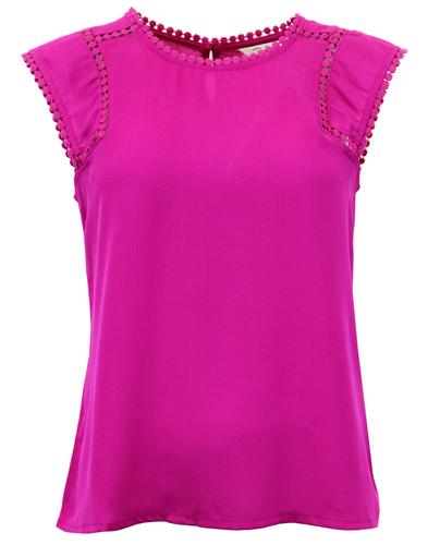 DARLING Quinn Retro Sixties Sleeveless Lace Top in Wine