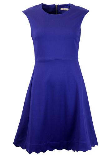 DARLING Claire Retro 1960s Mod Scalloped Hem Day Dress in Navy