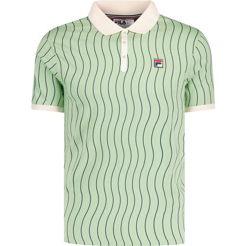 Fila Vintage Ellery Retro Wave Striped Polo Shirt in Quiet Green