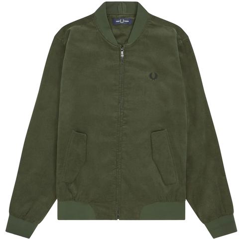 FRED PERRY Men's Retro Corduroy Bomber Jacket in Green
