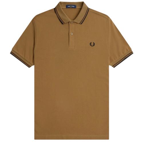 Fred Perry M3600 Mod Twin Tipped Polo Shirt in Stone Tobacco