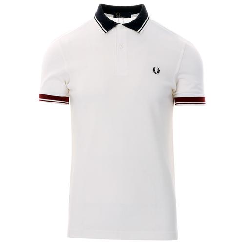 FRED PERRY Men's Ribbed Trim Pique Polo in Snow White