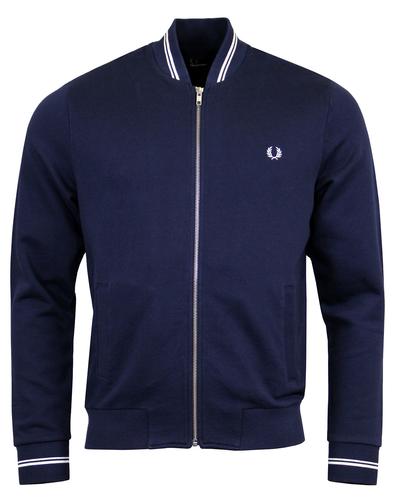 FRED PERRY Retro Mod Indie Tipped Bomber Jacket in Carbon Blue
