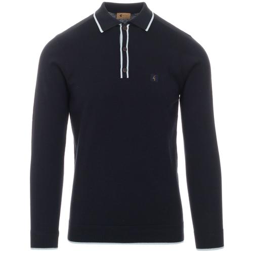 GABICCI VINTAGE Lineker Mod Knitted Tipped Polo Top Navy