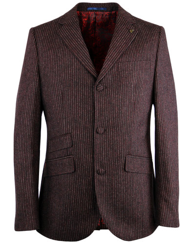 GABICCI VINTAGE 60s Mod Wool Blend 3 Button Pinstripe Suit Jacket