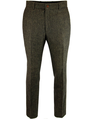 GIBSON LONDON Mod Herringbone Tweed Suit Trousers