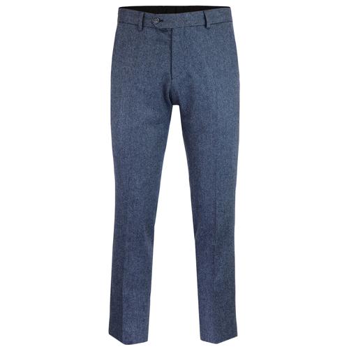 Men's Retro Mod Slim Blue Donegal Suit Trousers