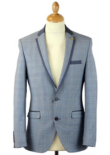 GIBSON LONDON Retro Mod POW Check Suit in Blue