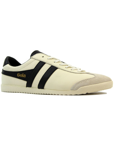 GOLA Bullet Retro Indie 1970s Leather Trainers in Off White/Black