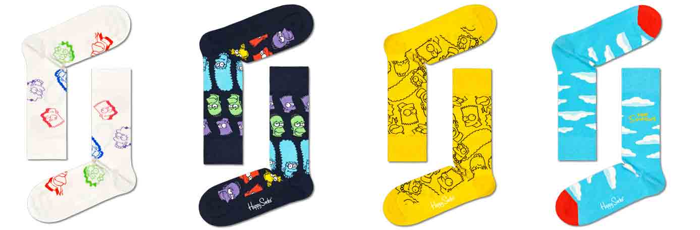 Happy Socks x The Simpsons Retro 4 Pack Sock Gift Set from Atom Retro