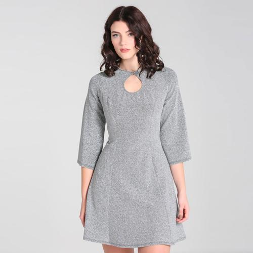 Hell Bunny Loco-Motion Retro Party Dress in Silver