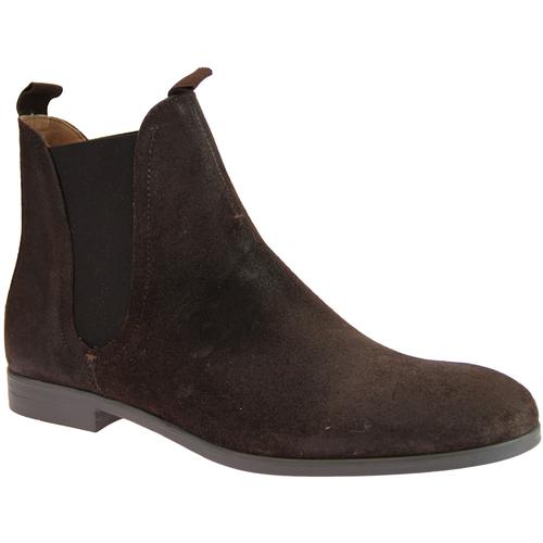 HUDSON Atherstone Retro Mod Suede Chelsea Boots in Brown