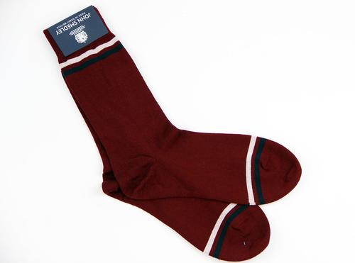 John Smedley Parcel Retro Mod Twin Stripe Socks Bordeaux