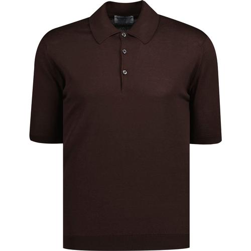 Isis John Smedley Knitted Classic Mod Polo in Coffee Bean