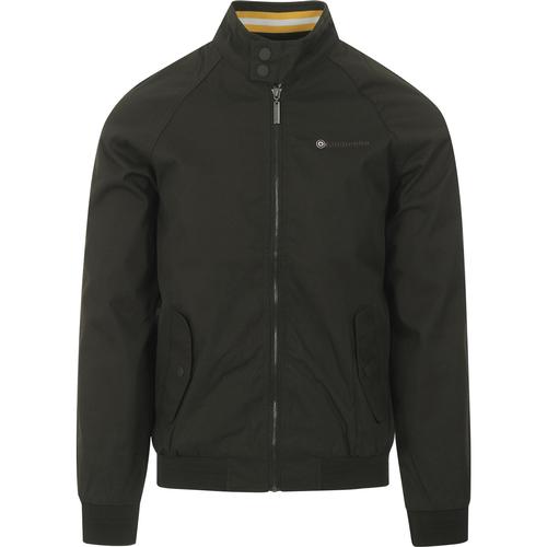 LAMBRETTA Retro Mod Snap Collar Harrington Jacket in Khaki