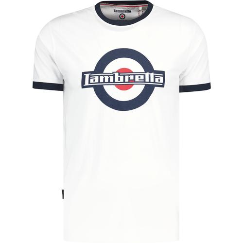 Lambretta Clothing '60s Mod Logo Retro Ringer T-shirt in White