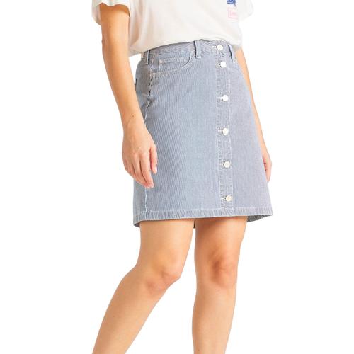 LEE JEANS Retro Hickory Stripe Denim A-Line Mini Skirt Indigo