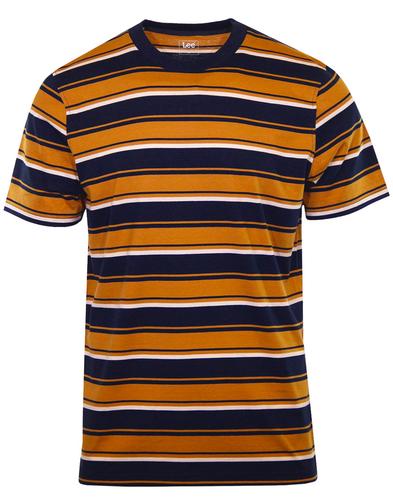 LEE Men's Retro Indie Multi Stripe Crew Neck T-Shirt in Navy