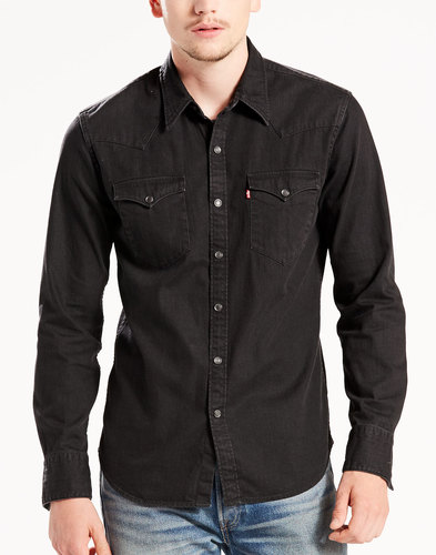 LEVI'S® Barstow Men's Retro 70s Mod Denim Western Shirt in Black