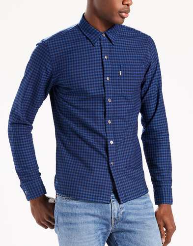 LEVI'S® Men's Retro Mod Sunset 1 Pocket Check Shirt in Indigo