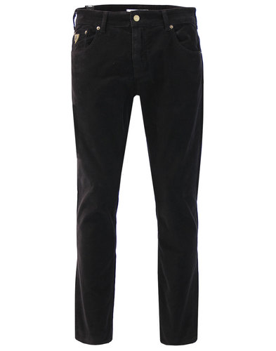 LOIS Sierra Mens Retro Mod 80s Casuals Needle Cord Trousers Black