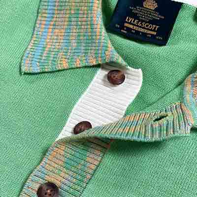 Lyle & Scott Space Dye Trim Knitted Polo in Molly's Green