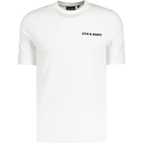 LYLE & SCOTT Retro Flocked Logo Crew Neck T-shirt in White