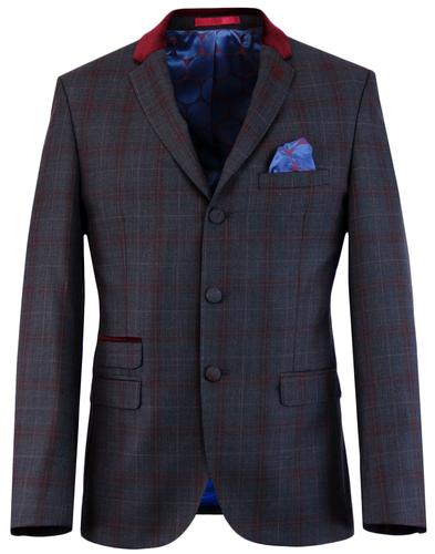 MADCAP ENGLAND Mod Velvet Collar Check Suit Jacket